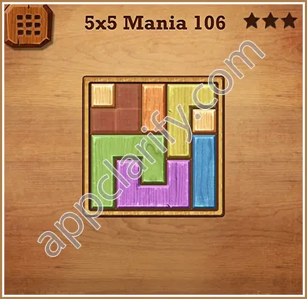 Wood Block Puzzle 5x5 Mania Level 106 Solution