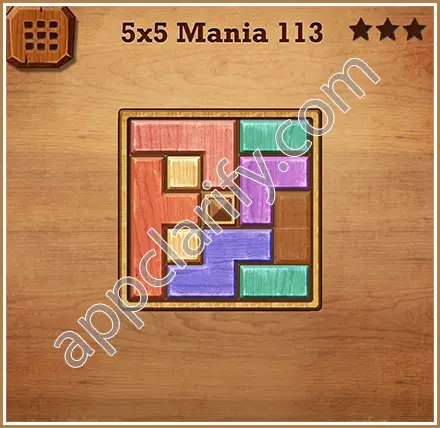 Wood Block Puzzle 5x5 Mania Level 113 Solution