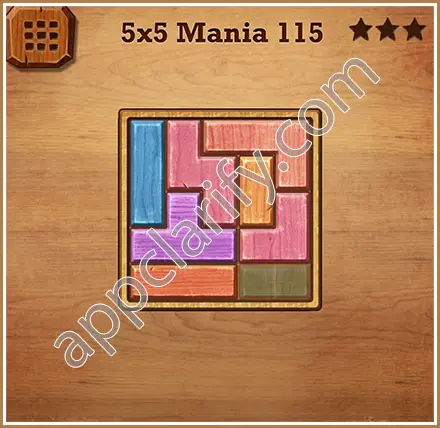 Wood Block Puzzle 5x5 Mania Level 115 Solution