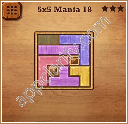 Wood Block Puzzle 5x5 Mania Level 18 Solution