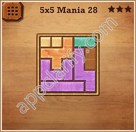 Wood Block Puzzle 5x5 Mania Level 28 Solution
