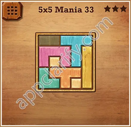 Wood Block Puzzle 5x5 Mania Level 33 Solution