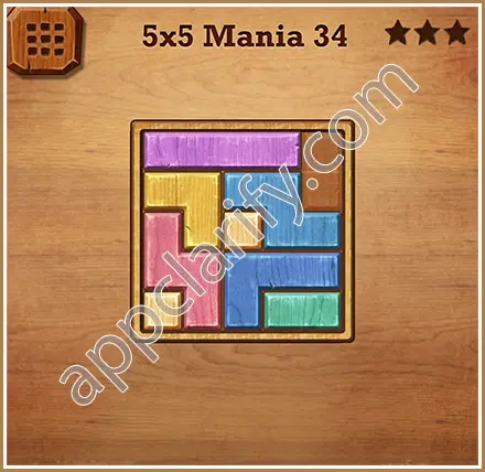 Wood Block Puzzle 5x5 Mania Level 34 Solution