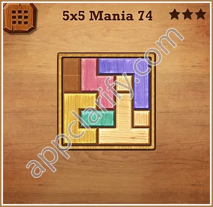 Wood Block Puzzle 5x5 Mania Level 74 Solution