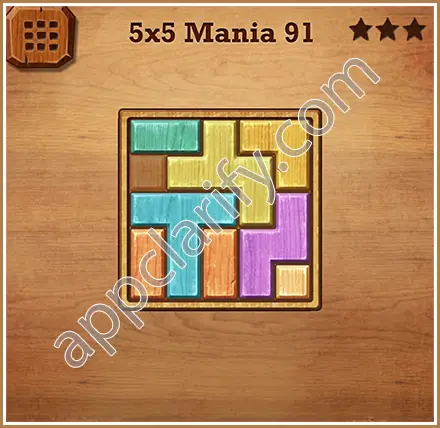 Wood Block Puzzle 5x5 Mania Level 91 Solution