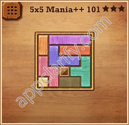 Wood Block Puzzle 5x5 Mania++ (Plus) Level 101 Solution