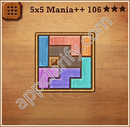 Wood Block Puzzle 5x5 Mania++ (Plus) Level 106 Solution