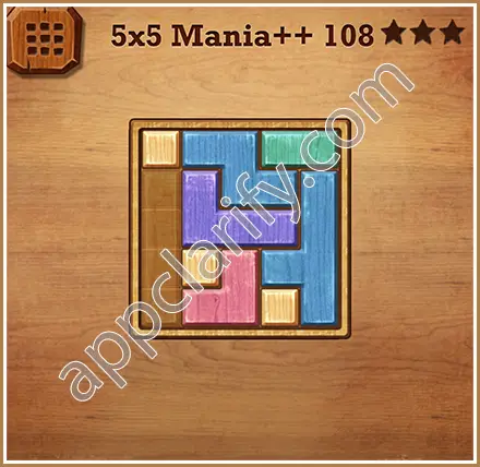 Wood Block Puzzle 5x5 Mania++ (Plus) Level 108 Solution