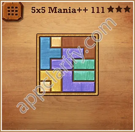 Wood Block Puzzle 5x5 Mania++ (Plus) Level 111 Solution