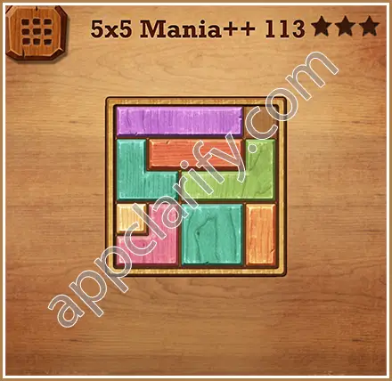 Wood Block Puzzle 5x5 Mania++ (Plus) Level 113 Solution