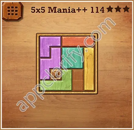 Wood Block Puzzle 5x5 Mania++ (Plus) Level 114 Solution