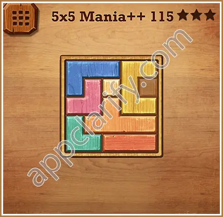 Wood Block Puzzle 5x5 Mania++ (Plus) Level 115 Solution