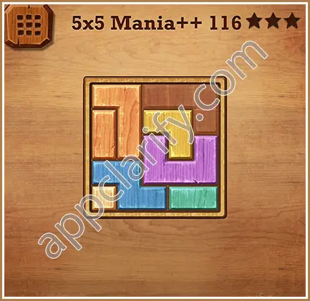 Wood Block Puzzle 5x5 Mania++ (Plus) Level 116 Solution