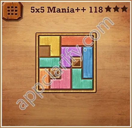 Wood Block Puzzle 5x5 Mania++ (Plus) Level 118 Solution