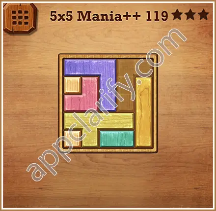 Wood Block Puzzle 5x5 Mania++ (Plus) Level 119 Solution