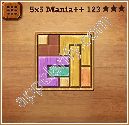 Wood Block Puzzle 5x5 Mania++ (Plus) Level 123 Solution