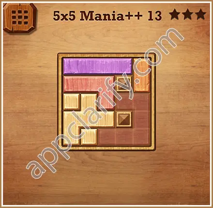 Wood Block Puzzle 5x5 Mania++ (Plus) Level 13 Solution
