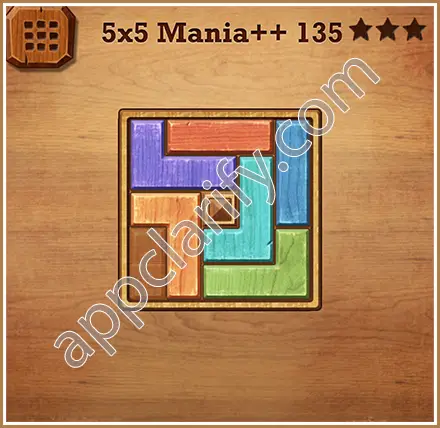 Wood Block Puzzle 5x5 Mania++ (Plus) Level 135 Solution