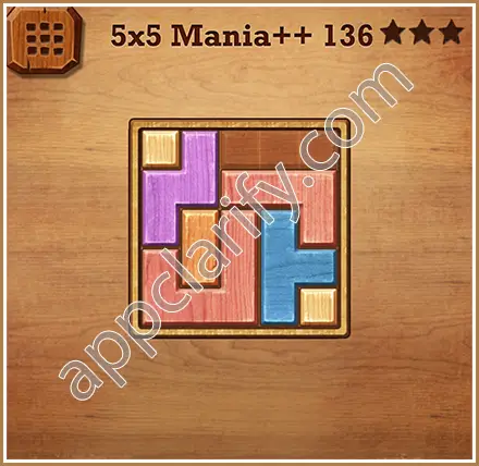 Wood Block Puzzle 5x5 Mania++ (Plus) Level 136 Solution