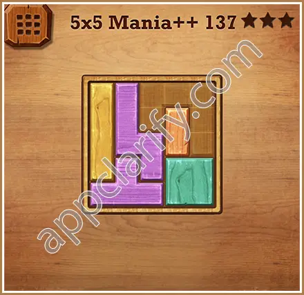 Wood Block Puzzle 5x5 Mania++ (Plus) Level 137 Solution