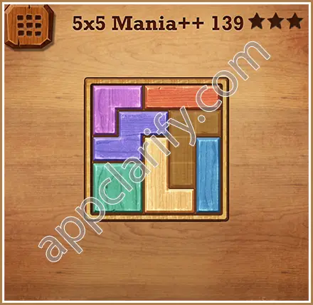 Wood Block Puzzle 5x5 Mania++ (Plus) Level 139 Solution