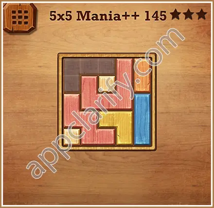 Wood Block Puzzle 5x5 Mania++ (Plus) Level 145 Solution