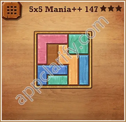 Wood Block Puzzle 5x5 Mania++ (Plus) Level 147 Solution