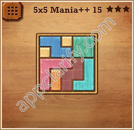 Wood Block Puzzle 5x5 Mania++ (Plus) Level 15 Solution