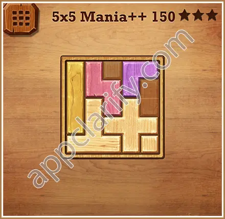 Wood Block Puzzle 5x5 Mania++ (Plus) Level 150 Solution