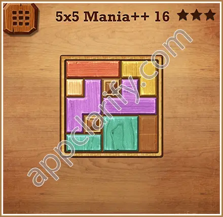 Wood Block Puzzle 5x5 Mania++ (Plus) Level 16 Solution