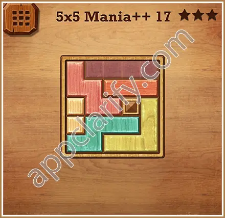 Wood Block Puzzle 5x5 Mania++ (Plus) Level 17 Solution