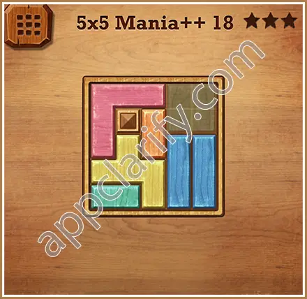 Wood Block Puzzle 5x5 Mania++ (Plus) Level 18 Solution