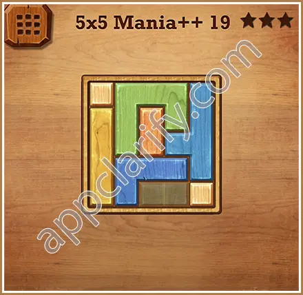 Wood Block Puzzle 5x5 Mania++ (Plus) Level 19 Solution
