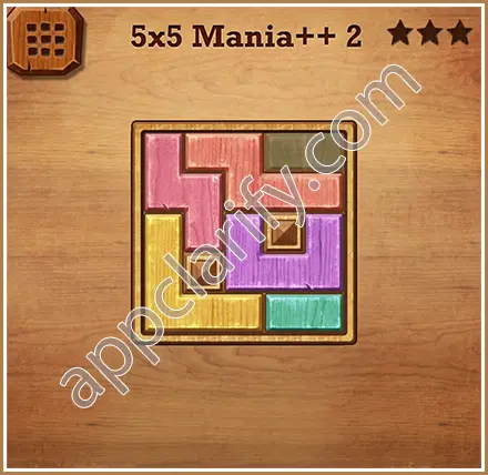 Wood Block Puzzle 5x5 Mania++ (Plus) Level 2 Solution