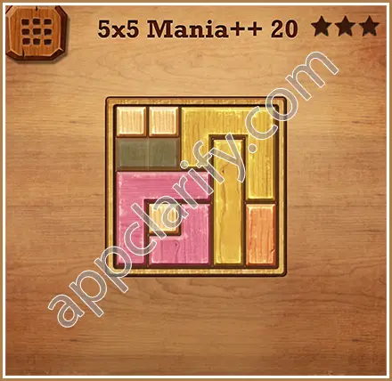Wood Block Puzzle 5x5 Mania++ (Plus) Level 20 Solution