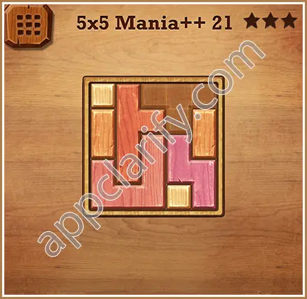 Wood Block Puzzle 5x5 Mania++ (Plus) Level 21 Solution