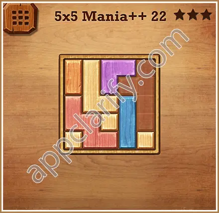 Wood Block Puzzle 5x5 Mania++ (Plus) Level 22 Solution