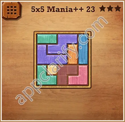 Wood Block Puzzle 5x5 Mania++ (Plus) Level 23 Solution