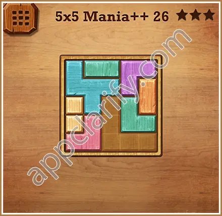 Wood Block Puzzle 5x5 Mania++ (Plus) Level 26 Solution