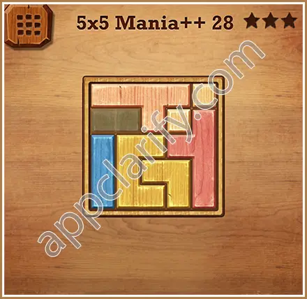 Wood Block Puzzle 5x5 Mania++ (Plus) Level 28 Solution