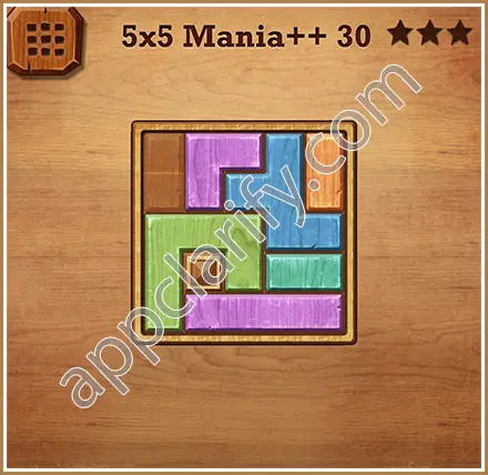 Wood Block Puzzle 5x5 Mania++ (Plus) Level 30 Solution