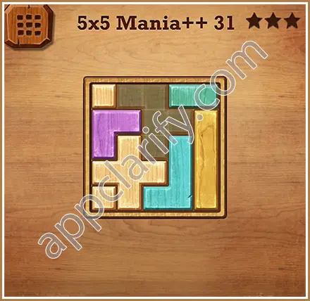 Wood Block Puzzle 5x5 Mania++ (Plus) Level 31 Solution