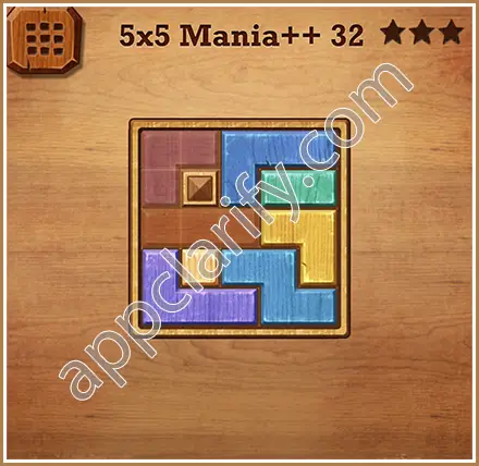 Wood Block Puzzle 5x5 Mania++ (Plus) Level 32 Solution