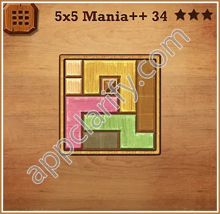 Wood Block Puzzle 5x5 Mania++ (Plus) Level 34 Solution