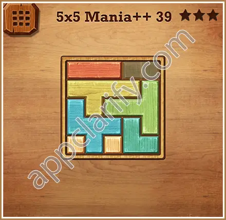 Wood Block Puzzle 5x5 Mania++ (Plus) Level 39 Solution