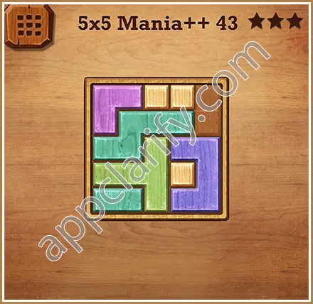 Wood Block Puzzle 5x5 Mania++ (Plus) Level 43 Solution