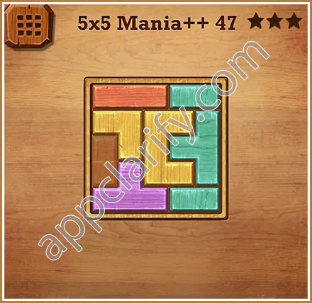 Wood Block Puzzle 5x5 Mania++ (Plus) Level 47 Solution