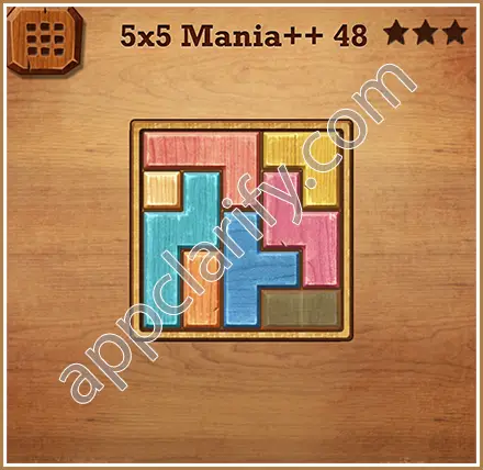 Wood Block Puzzle 5x5 Mania++ (Plus) Level 48 Solution