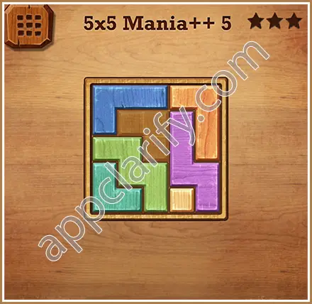 Wood Block Puzzle 5x5 Mania++ (Plus) Level 5 Solution