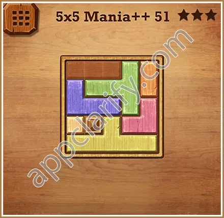 Wood Block Puzzle 5x5 Mania++ (Plus) Level 51 Solution